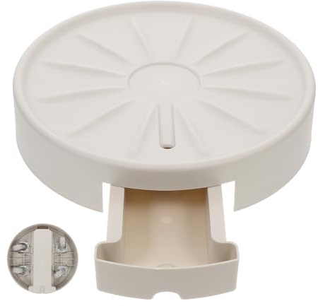 Toyvian Support pour Pot de Fleurs Rond et Tiroir Intégré pour Drainage avec roulettes Mobiles Plateau en PP Beige, pour Plantes D'intérieur