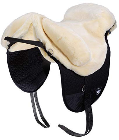 Werner Christ Fellsattel Premium Plus Hochwertiger baumloser Lammfellsattel in Handarbeit gefertigt, Bare-Back-pad, Pferde-Sattel aus echtem Lammfell in Natur, Gr. Pony