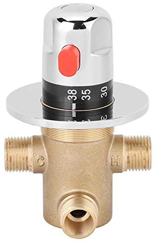 Fdit Tempcontrol Thermostatic Mixer Valve Brass Thermostatic 3 Way G1/2 Male Connections Solar Energy Valve Tap Tap Water Temperature Adjustable Anti Burn