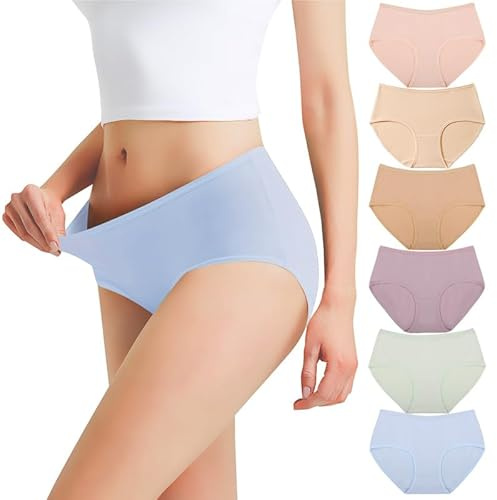 Falechay Mutande Donna Slip Vita Media in Cotone Pacco da 6,Multicolor-4,M
