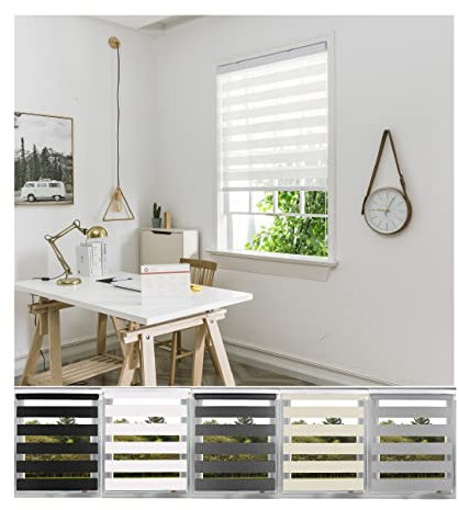 Custom Made to Measure Day and Night Zebra Roller Window Blinds - 160cm drop - Colour White (151-180cm Width)