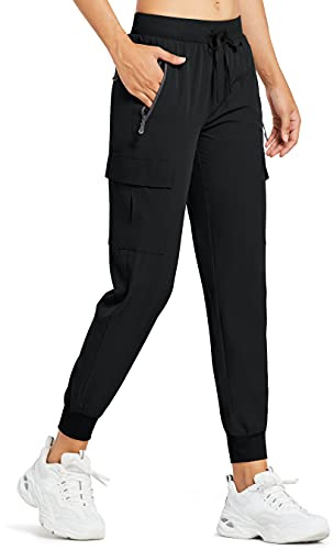 Comallan Pantalones Trekking Mujer Cargo Jogger Ligeros Secado Rápido Senderismo Impermeables Pantalón de Verano Jogging Exteriores al Aire Libre