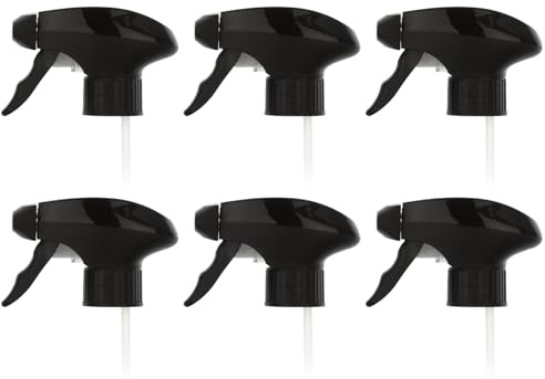 6 x Trigger Sprayer Spray Bottle Top Replacement Trigger Spray Nozzle Head For Garden, Cleaning, Kitchen, Home, Office, Plant Misting, Water, Car Detailing, Standard Neck Fit 28-410, Black