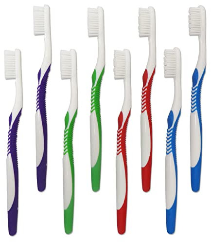 Dental Aesthetics Erwachsene-Raucher-Zahnbürste, Hart, 8 Stück, Rot, Blau, Grün, Violett
