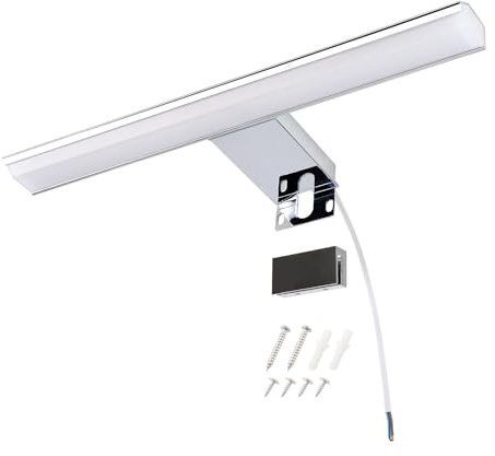 da LIGHT LED Spiegellampe 8W 580LM, Badzimmerlampe 30CM, IP44 Spritzwassergeschützt Spiegelleuchten, 4000K Neutralweiß Einfache Installation, Farbe Chrome
