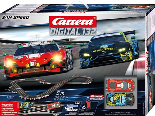 Carrera Digital 132 | Kit Circuit de Course Vitesse 24h (FOB) | Carrera Bahn et Cartes à sous Licence | Jusqu'à 6 Joueurs | pour Enfants à partir de 8 Ans & Adultes