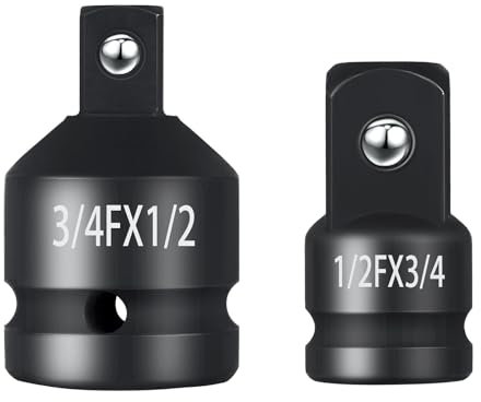 Nadisean 2 Piezas Adaptador Carraca, Adaptador 3/4 a 1/2, 1/2 a 3/4, Adaptadores para Llave de Impacto y Reductore, Aleación de Acero al Cromo Molibdeno, Adaptador de llave de vaso para Air Hand Tool