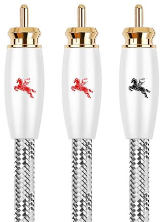 Impeto Câble Subwoofer RCA y 1 mâle vers 2 mâle hifi haut de gamme S-OCC Cable RCA Subwoofer Y Cinch de masse caisson de basse pour amplificateur, enceintes actives ou caisson de basse - 1.5 m