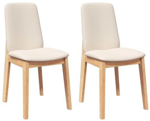 vidaXL Sillas de Comedor con Cojines 2 uds Madera Maciza Caucho, Silla de Comedor, Silla de Cocina, Asiento de Comedor, Silla, Silla de Sala de Estar