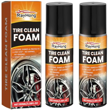 Eclare 2x100ml Car Wheel Cleaner, Rayhong Tire Clean Foam, Tyre Cleaner for Car Care