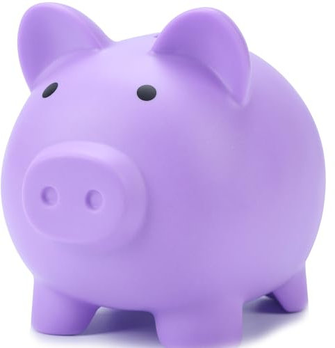 H&W Mini salvadanaio, salvadanaio in plastica, infrangibile, simpatico regalo di compleanno, decorazione per la casa (viola)