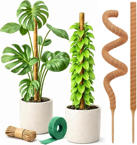 Craft911 Moss Pole Monstera Plant Support – 2 Pack 28” Bendable Moss Pole Monstera Plant Support, Plant Stakes for Indoor Plants, Tall Plant Sticks Support for Climbing Plants
