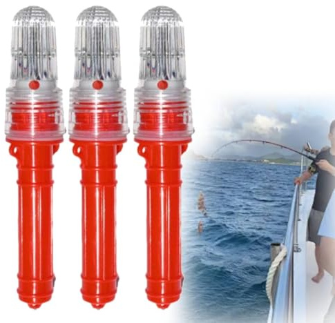 Lot de 3 fusées éclairantes de sécurité marine étanches pour bateau, kayak, ponton, navires (rouge)