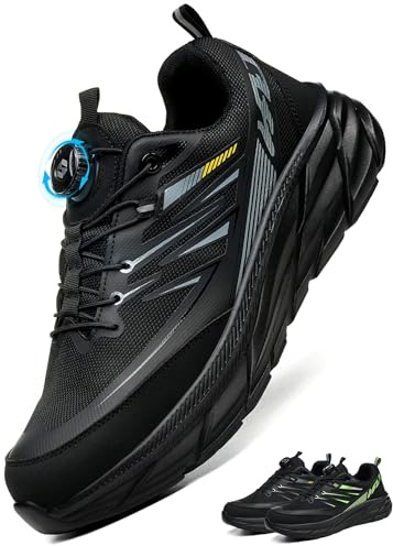 Zapatos de Seguridad para Hombre Mujer Zapatillas Seguridad Ligero Zapatos Trabajo Comodo Calzado con Puntera de Acero Negro EU 41