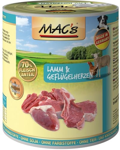 MAC's Dog mit Lamm & Geflügelherzen ( getreidefrei ) 6 x 800 g
