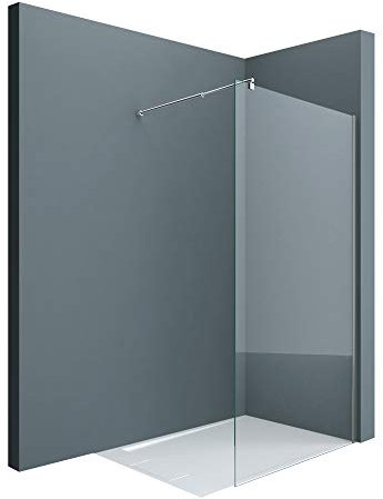 doporro Luxus Duschwand für Dusche Duschabtrennung 140x200cm Walk-In Dusche 10mm ESG-Sicherheitsglas Klarglas inkl. Nanobeschichtung Bremen02K