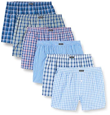 Lower East LE150, Calzoncillos bóxer para Hombre, Multicolor (Checked), XL (Pack de 6)