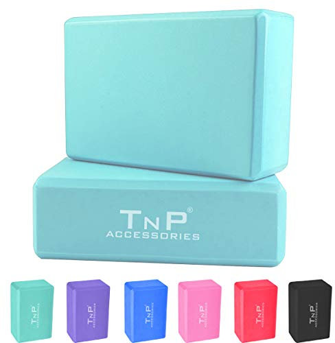 TnP Accessories. Yoga Block Brick Blocks Set of 2 Bricks 9''×6''×4'' High Density EVA Foam Pilates Exercise Gym Support Pad (Teal)