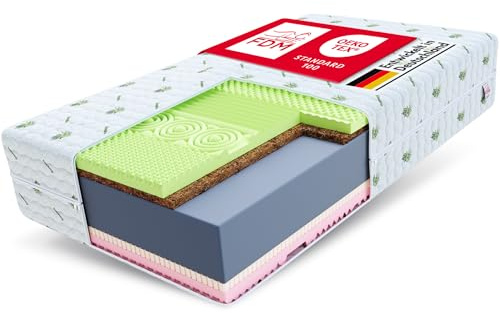FDM Premium Matratze SAVONA ALOE VERA 160x200 cm 7 Komfortzonen Härtegrad H3 und H4 22 cm Hoch Doppelseitige Schaumstoffmatratze (Visco, Latex, Polyurethanschaum, Kokos, HR-Schaum) mit Aloe Vera Bezug