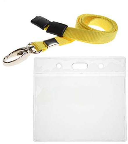 ALG ID Cards® Yellow ID Card Badge Wallet - Yellow Lanyard Card Wallet - Yellow Wallet Lanyard Neck Strap with Metal Clip & Safety Breakaway Release for Pass Holder