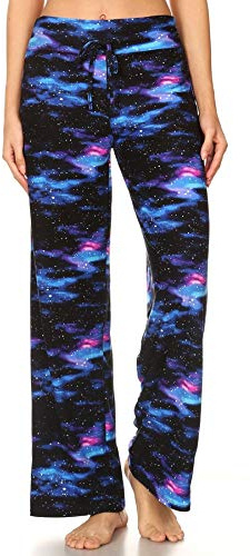 Leggings Depot Womens Casual Comfy Long Pajama Lounge Apparel Pants-R553, Galaxy, Medium