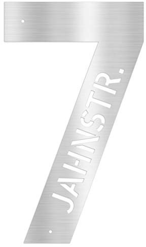 Edelstahl Hausnummer/Hausschild/Türschild aus Edelstahl individuell mit Straße