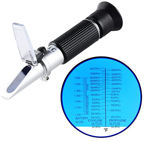 3-in-1 Antifreeze Refractometer in Fahrenheit Antifreeze Coolant Tester Refractometer for Checking Freezing Point of Automobile Antifreeze Systems and Battery Fluid Condition Battery Acid, Glycol