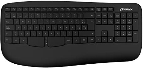 Phoenix K201 Teclado Ergonómico Inalámbrico 2.4Ghz QWERTY (Black)