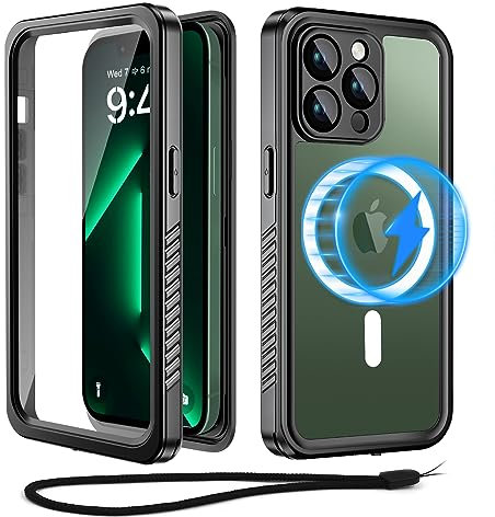 Beeasy für iPhone 13 Pro Wasserdicht Hülle (6,1) mit MagSafe - 360 Grad Outdoor Schutzhülle iPhone 13 Pro Magnetisch Handyhülle, Panzerhülle Wasserfest Stoßfest Hardcase mit Displayschutz - Schwarz