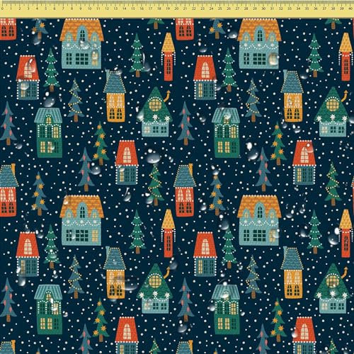 DreamRoots Oxford Weihnachtsstoff Meterware - Wasserabweisender Deko Stoff OEKO-TEX 220 g/m2 600D mit Weihnachtsmotiv zum Nähen,DIY,Tischdecken & Basteln