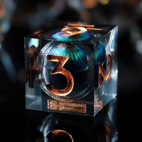 Set de Dés DND Dragon Eye Résine Polyédriques Sharp Edge Dice 7 pièces Faits à la Main pour Donjons D4 D6 D8 D10 D12 D20 D% et Dragons Ttrpg Pathfinder RPG Dés Jeu de Role avec Boîte-Cadeau