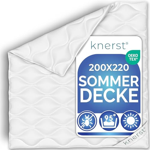 KNERST® Bettdecke 200x220 cm - leichte Sommerdecke - große Bettdecke für 2 Personen für Komfortables Schlafen - dünne Decke ideal für den Sommer - kühle, waschbare Sommer Bettdecke 220x200