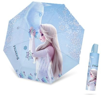 FASHION YO Umbrella for Teens Kids Folding Telescopic UV Protection Umbrella Lightweight Travel School Work Gifts Girls Boys (Blue frozen)