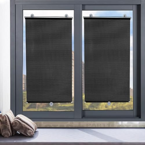 Mörkläggningsgardin med sugkoppar, sugpropp, rullgardiner utan borrning, infällbar fönsterrullgardin, solskydd, insynsskydd, UV-skydd för kontor, bil, insynsskydd (45 x 125 cm)