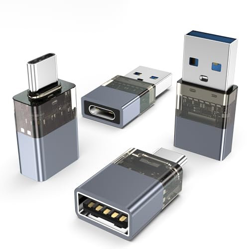 Basesailor USB 3.0 auf USB C Adapter und USBC Stecker zu USB A Buchse 4Pack für iPhone 17 16 15 Ladegerät,Typ C Thunderbolt 4 OTG Netzteil für Apple 14 13 Plus Pro Max Mini,iPad,AirPods,iWatch 11 10