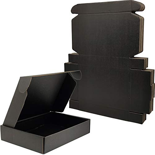 Cenoid Carton Emballage Colis 20 x 14 x 4 cm Petit Format, Lot de 25 Boîtes d'expédition Cadeaux Postal (noires)