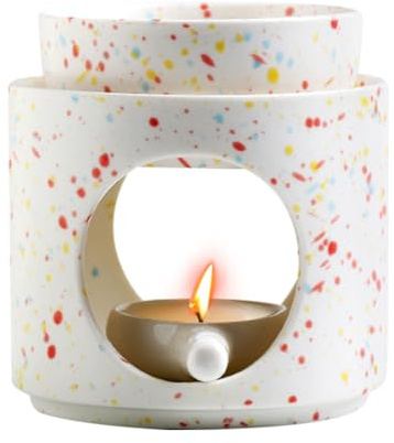 DASIAUTOEM Lampada profumata per oli essenziali, lampada profumata tealight, fornello per oli essenziali, olio profumato e cera profumata, lampada aromatica in ceramica