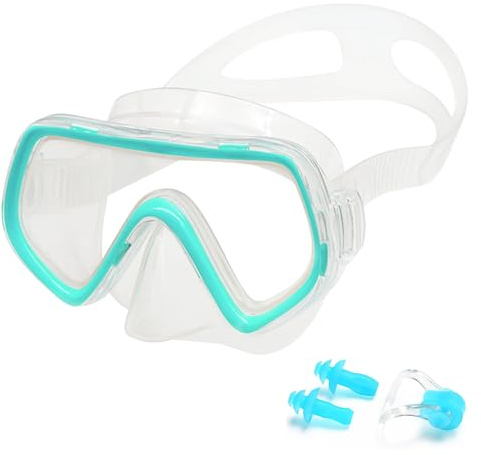 MLPKOI Snorkel Mask For Kids, Fog Proof and Leak Proof Floating Goggles with Nose Cover 180° Panoramic View Diving Mask for Boys, Girls, and Teenagers Aged 4-14
