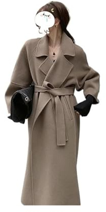 UJEDFHV Cappotto Donna Invernale Lana Caldo Cappotto da donna in pura lana, reversibile, con collo grande, in cashmere double face(Elephant ash,L)