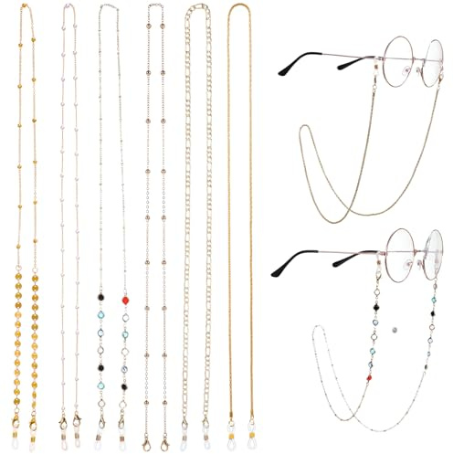 APLZGMG 6 Pcs Beaded Eyeglasses Chain for Women, Stylish Glasses Lanyard with Crystal, Neck Strap Holder for Reading & Sunglasses, Eye Glasses Holders Around Neck (Assorted Styles)