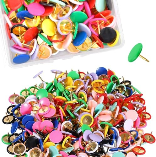 100 Multicolor Push Pins for Bulletin Boards & Cork Boards – Sharp Metal Tips for Secure Hold – Durable Plastic Heads – Ideal for Office, School & Home Organization