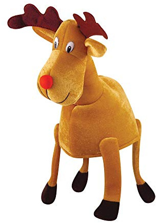 HENBRANDT Single Adult Red-Nosed Reindeer Christmas Hat with Dangling Legs Funny Hat Plush Novelty Secret Santa Gifts Joke Party Headwear Fancy Dress Costume Accessory for Men and Women