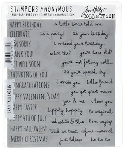 Stampers Anonymous Tim Holtz Cling Stamps 7X8.5, Crazy Talk