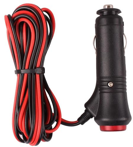 Heart Horse Universel Prise Allume Cigare avec Bouton de Commutation Intégré pour Voiture, Moto, Camion, avec Fusible 5A,12V 24V Adaptateur Allume-Cigare Mâle (10 Pieds/ 3 M avec Voyant Lumineux)