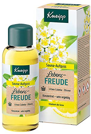 Kneipp Sauna Aufguss Lebensfreude, natürliche ätherische Öle der Litsea Cubeba & der Zitrone aktivieren Körper & Geist, vitalisiert die Sinne - ergiebiges Konzentrat für die Sauna, 100 ml (1er Pack)