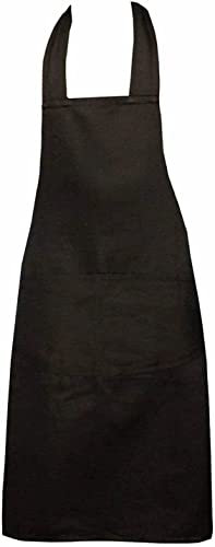 Clay Roberts Chefs Apron, Black, Cooking and Baking Apron for Men and Women, Double Pockets, Kitchen Butchers Aprons, BBQ & Catering Bibs, Cooking Tabards