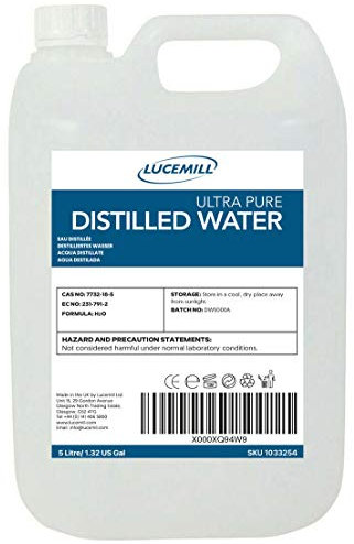 Lucemill Distilled Water | 5 Litre | Distilled Water for CPAP Machines, Irons, Cleaning Machines and More | Made in the UK