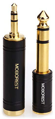 MOBOREST 3.5mm to 1/4 (6.35mm) Stereo Pure Copper Adapter, 1/8 Inch to 1/4 Inch Stereo Adapter, Can be Used Conversion Headphone adapte, amp adapte, Black Fashion 2-Pack