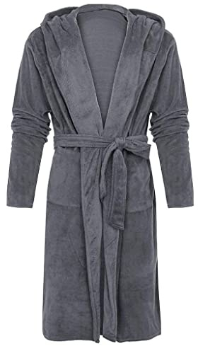 KUKICAT Peignoir Bain Homme Capuche Grande Taille Peignoir de Bain pour Homme avec Capuche Towelling Robe Baignoire Couple Couleur Unie Unisexe