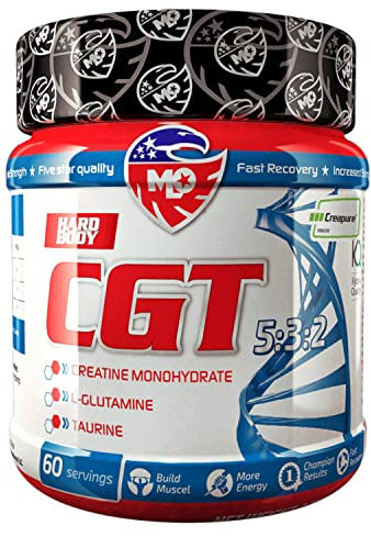 MLO CGT 5:3:2 Preworkout-Booster: Kreatin Creapure Pulver, L-Glutamin, Taurin, Optimale Löslichkeit - Vegan - Ohne Zusätze, Glutenfrei, Muskelaufbau, Creatin Crepure Pulver geschmacklos - 600g